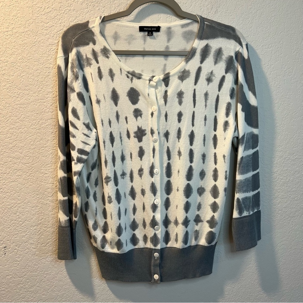 Women’s Verve Ami gray tie dye button front cardigan sweater size M